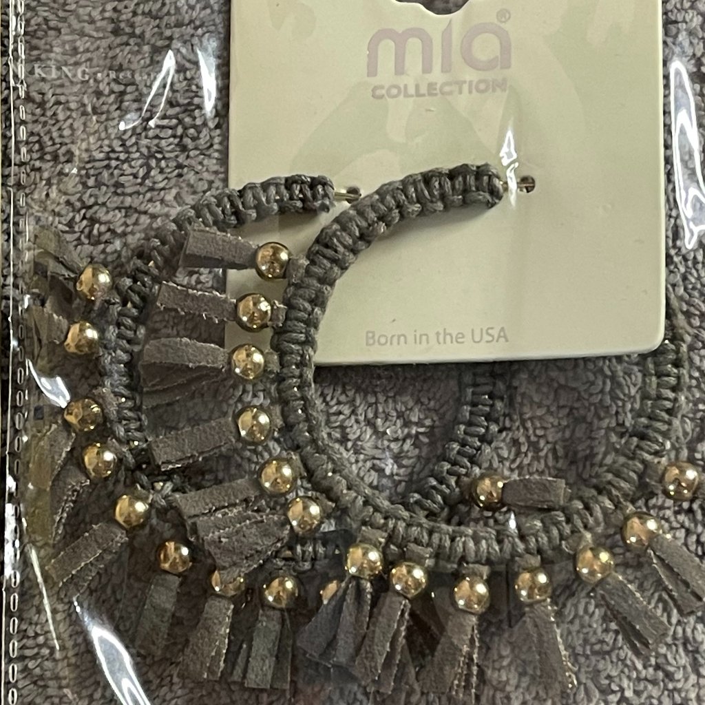 Mia Collection 2 Hoop Earrings Grey Gold Pierced New In Package 8$